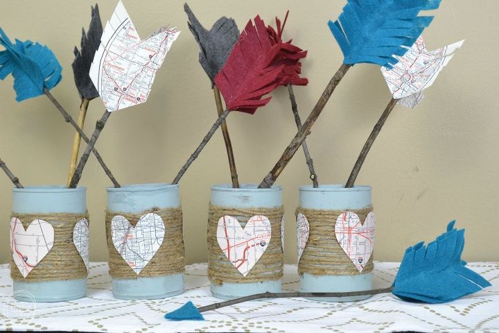 reuse old tin cans to create valentine s decor, crafts, repurposing upcycling, seasonal holiday decor, valentines day ideas