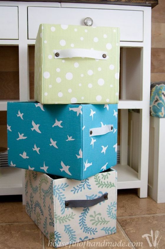diy fabric covered storage boxes, storage ideas, reupholster