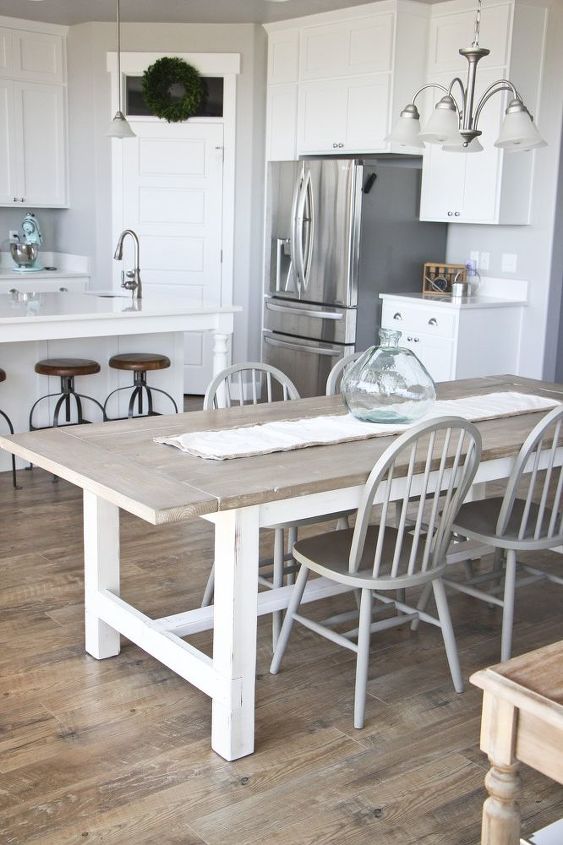 diy farmhouse table, dining room ideas, diy, painted furniture, rustic furniture, woodworking projects