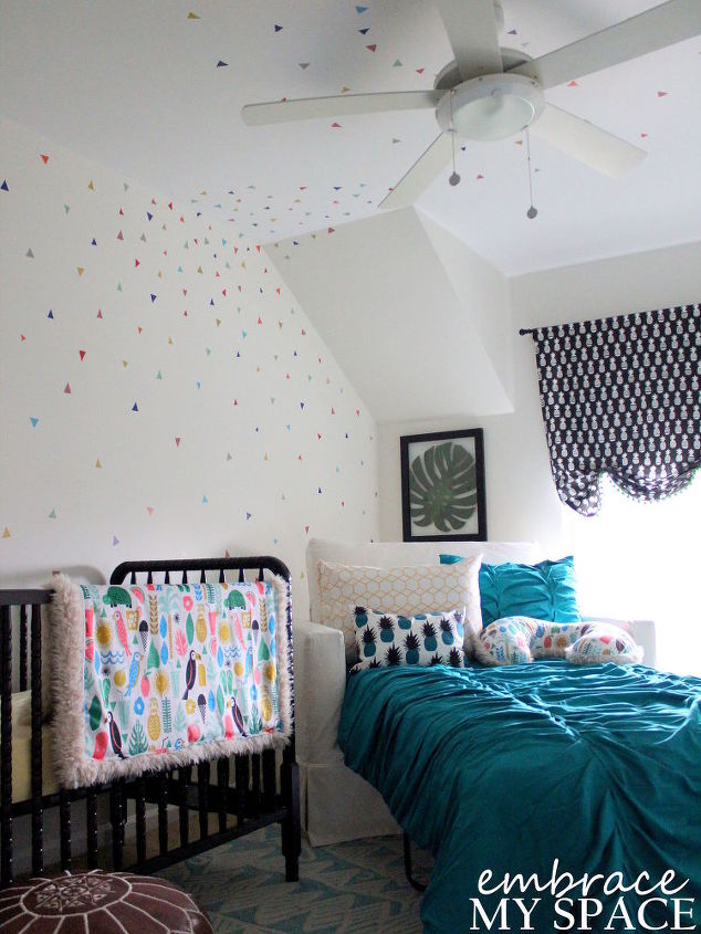 a white nursery with pops of color and pineapple, bedroom ideas, painting