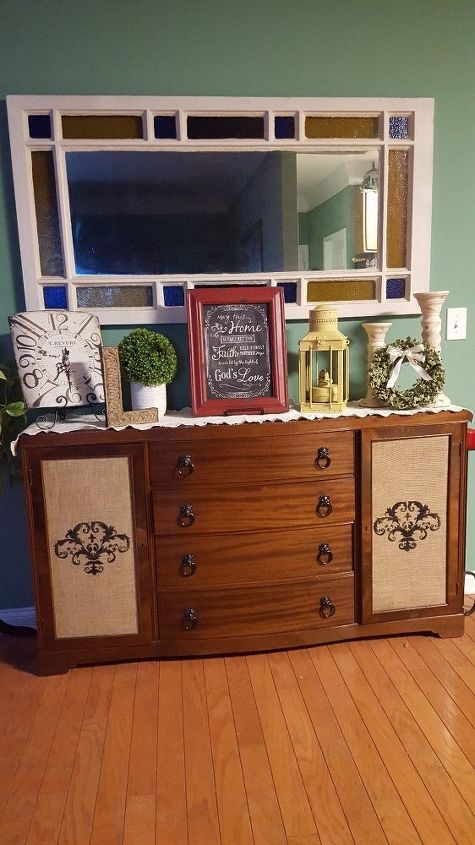 q trouble decorating, home decor, home decor dilemma, rustic furniture, Trying to redecorate on my credenza I have looked at thousands of ideas on here abs pinterest This is what i have ended up with but I m still not sure I m satisfied Any suggestions