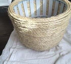 thrift store basket transformed with sisal rope, crafts, repurposing upcycling, storage ideas