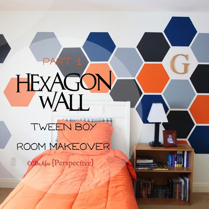 hexagon wall tween boy room focal wall, bedroom ideas, diy, painting