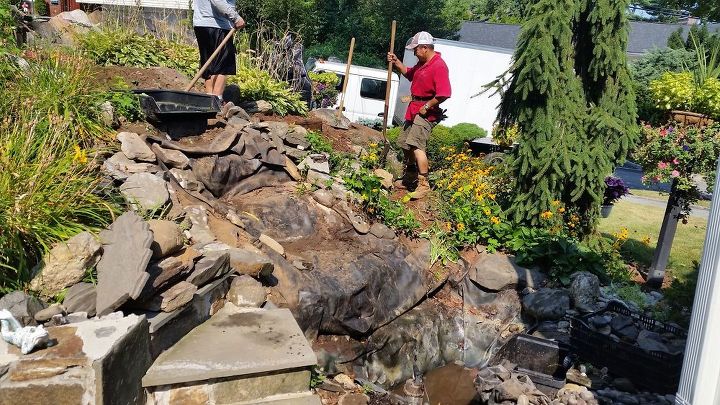 happy belated birthday pondless waterfall in yonkers ny, ponds water features, Removing the old water feature