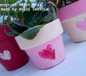 painted fingerprint heart pots, container gardening, crafts, gardening, seasonal holiday decor, valentines day ideas