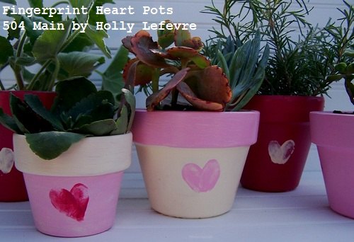 painted fingerprint heart pots, container gardening, crafts, gardening, seasonal holiday decor, valentines day ideas
