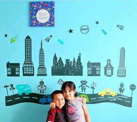 diy chalkboard robot town wall decals project, bedroom ideas, chalkboard paint, wall decor, DIY Chalkboard Robot Town Wall Decals