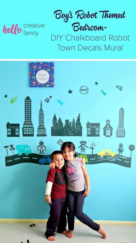DIY Chalkboard Robot Town Wall Decals