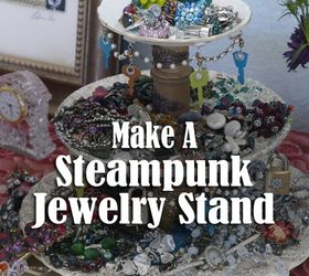 steampunk jewelry stand, crafts, organizing, repurposing upcycling, storage ideas