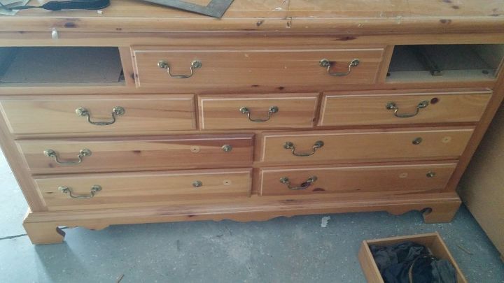 old dresser turned display tv console, entertainment rec rooms, painted furniture, repurposing upcycling