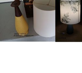 lampshade makeover before after, chalk paint, decoupage, painted furniture, repurposing upcycling