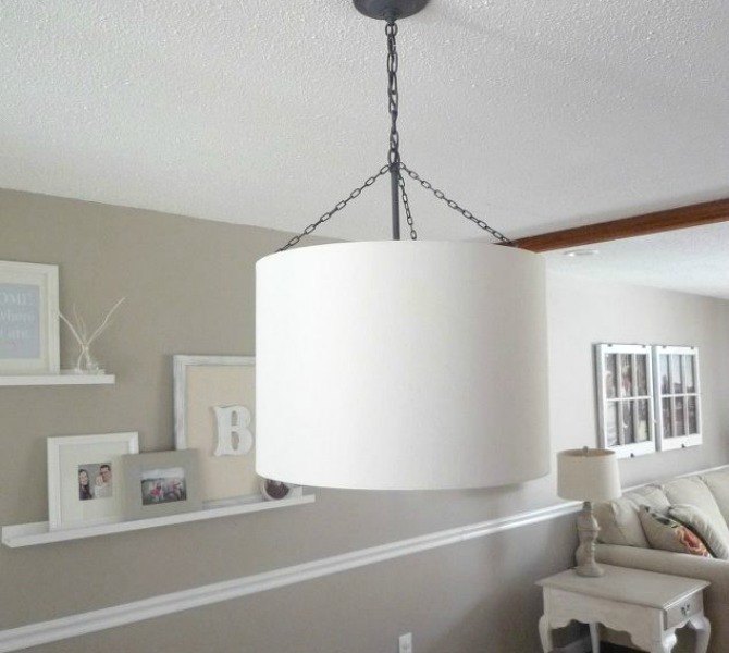 s 15 expensive looking lighting ideas that might surprise you, lighting, repurposing upcycling, Cover a chandelier in a large drum shade