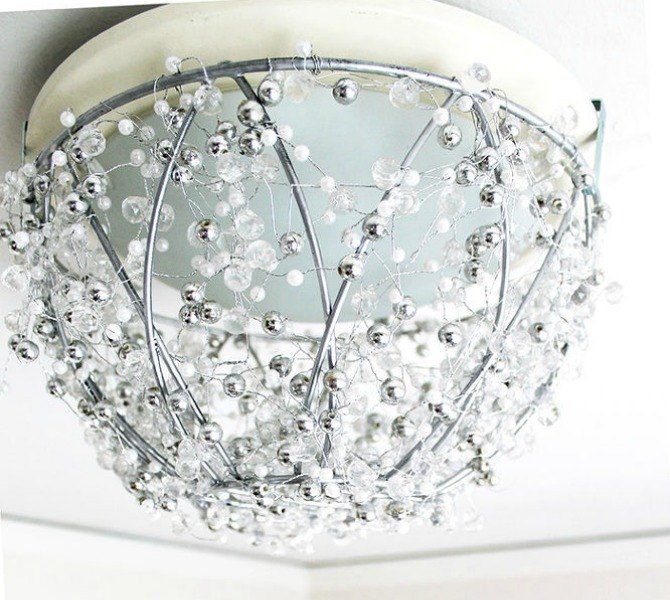 s 15 expensive looking lighting ideas that might surprise you, lighting, repurposing upcycling, Turn a hanging basket into a crystal light
