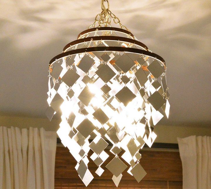 s 15 expensive looking lighting ideas that might surprise you, lighting, repurposing upcycling, Align shards of mirror into a hanging design