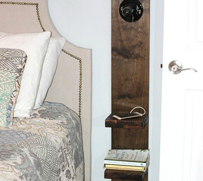 17 little known ways to use your wasted wall space, Build a minimalist nightstand