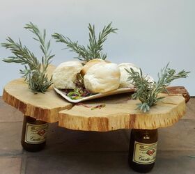 make a centerpiece from a slice of wood and some bottles, diy, home decor, repurposing upcycling, woodworking projects