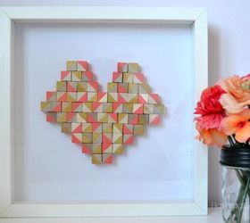 geometric heart art, crafts, seasonal holiday decor, valentines day ideas, wall decor