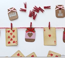 easy valentine s day banner with playing cards, crafts, seasonal holiday decor, valentines day ideas