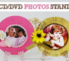 pretty photo stand from old cd dvd binder clips, crafts, repurposing upcycling