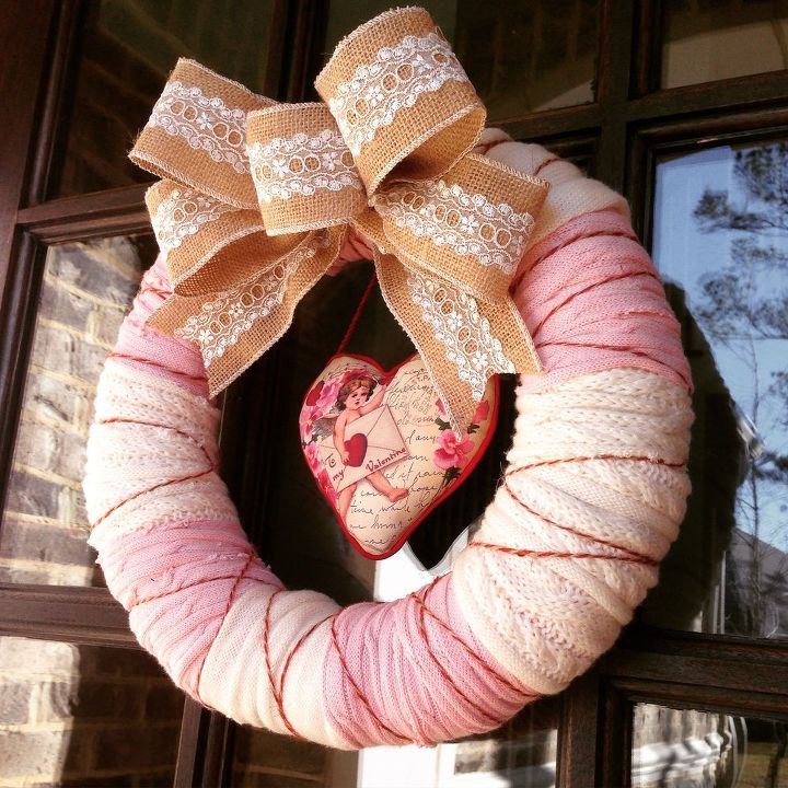 valentine wreath from thrift store sweaters, crafts, repurposing upcycling, seasonal holiday decor, valentines day ideas, wreaths