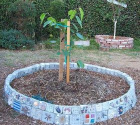 large homemade mosaic brick planter, concrete masonry, diy, gardening