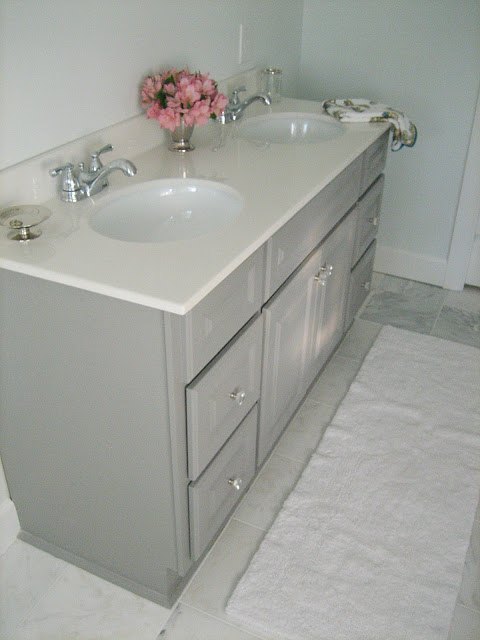 Diy Custom Gray Painted Bathroom Vanity From A Builder
