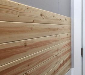 planked bathroom wall, bathroom ideas, wall decor, woodworking projects