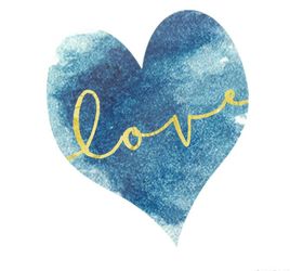 DIY Art - Gold Love Printable With Blue Watercolor Heart ...