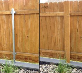 got ugly metal fence posts easy diy cure, diy, fences, outdoor living