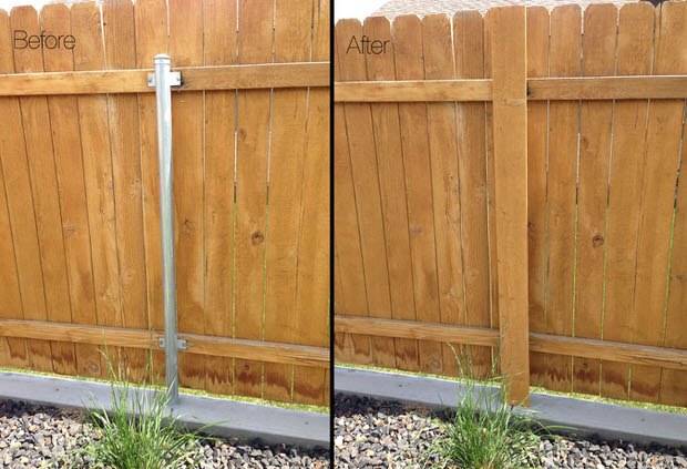 got ugly metal fence posts easy diy cure, diy, fences, outdoor living