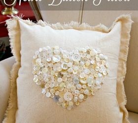 button heart pillow for valentines day, crafts, seasonal holiday decor, valentines day ideas