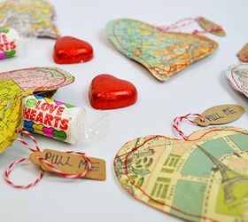upcycle old maps into personalised heart treat bags for valentines, crafts, repurposing upcycling, seasonal holiday decor, valentines day ideas