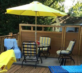 updating deck furniture diylikeaboss, outdoor furniture, painted furniture, Painted patio set and rug