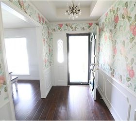 wallpapered entryway makeover, foyer, wall decor