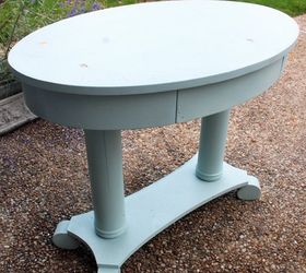 oval library table makeover, painted furniture