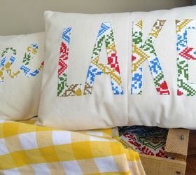 diy custom word pillows with vintage fabric, crafts, reupholster