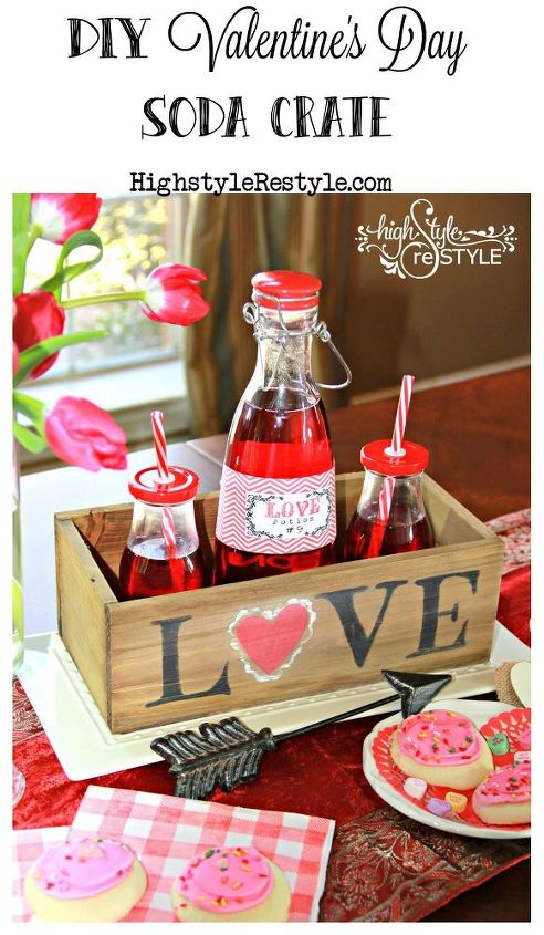 easy valentine s day soda crate centerpiece, crafts, seasonal holiday decor, valentines day ideas