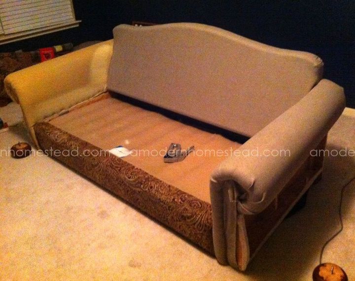 100 couch makeover custom decor on a dime, diy, painted furniture, reupholster