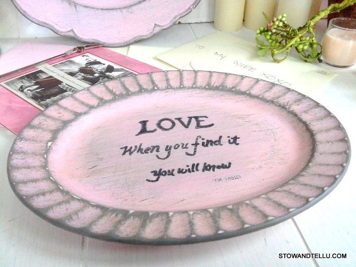 valentine message painted plates, crafts, seasonal holiday decor, valentines day ideas