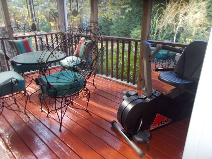 back screened porch needs floor support plus gutter rerouting