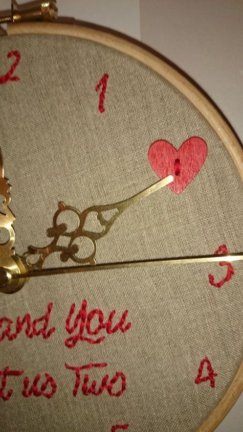 diy valentine s embroidery hoop clock, how to, repurposing upcycling, seasonal holiday decor, valentines day ideas