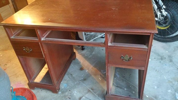 decoupage antique desk makeover, decoupage, painted furniture, repurposing upcycling