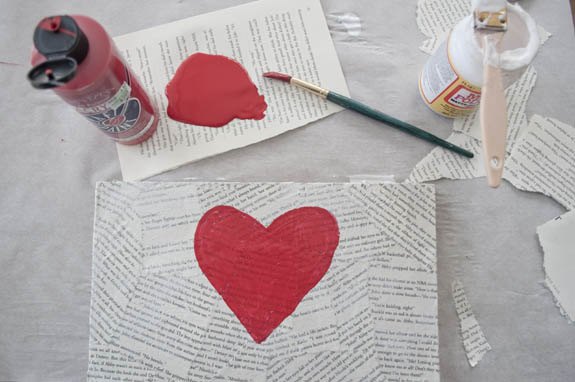 easy recycled heart canvas, crafts, decoupage, seasonal holiday decor, valentines day ideas