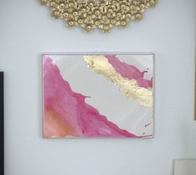 diy watercolor and gold leaf art, crafts, how to, wall decor