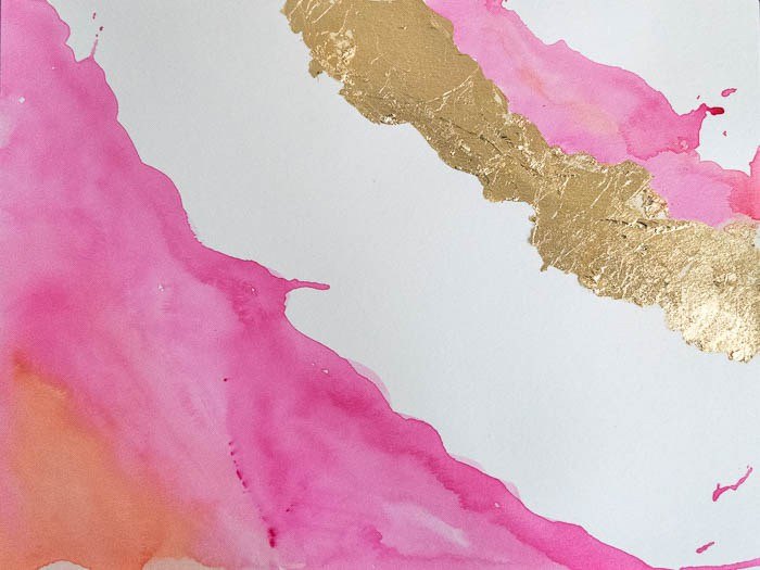 diy watercolor and gold leaf art, crafts, how to, wall decor