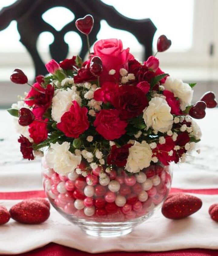 diy bubblegum bowl valentine centerpiece, flowers, seasonal holiday decor, valentines day ideas