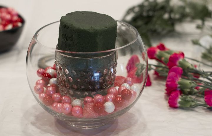 diy bubblegum bowl valentine centerpiece, flowers, seasonal holiday decor, valentines day ideas