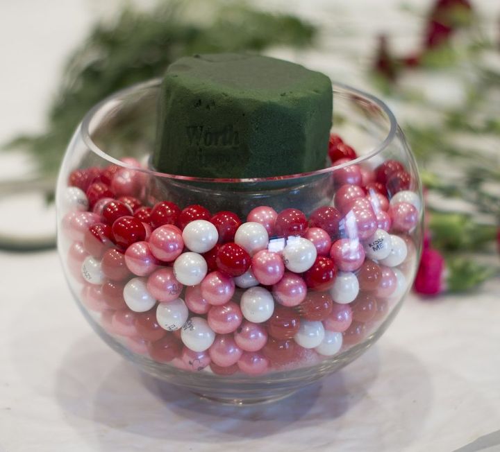diy bubblegum bowl valentine centerpiece, flowers, seasonal holiday decor, valentines day ideas