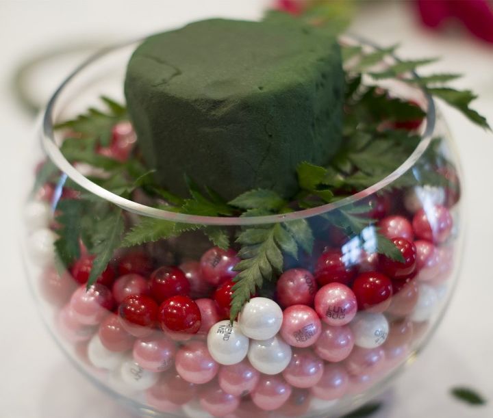 diy bubblegum bowl valentine centerpiece, flowers, seasonal holiday decor, valentines day ideas