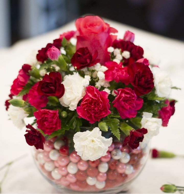 diy bubblegum bowl valentine centerpiece, flowers, seasonal holiday decor, valentines day ideas